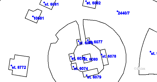 Parcela st. 6076 v KÚ Hodonín, Katastrální mapa