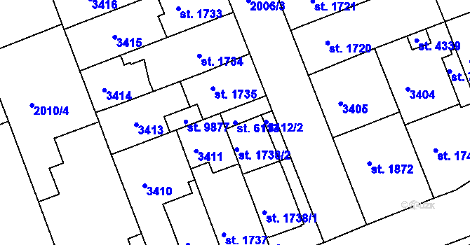 Parcela st. 6113 v KÚ Hodonín, Katastrální mapa
