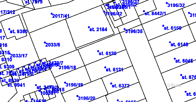 Parcela st. 6120 v KÚ Hodonín, Katastrální mapa
