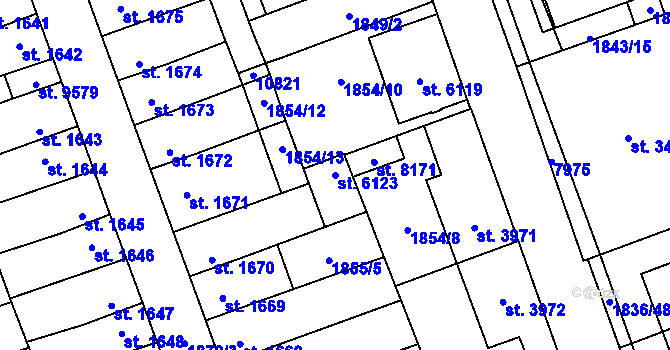 Parcela st. 6123 v KÚ Hodonín, Katastrální mapa