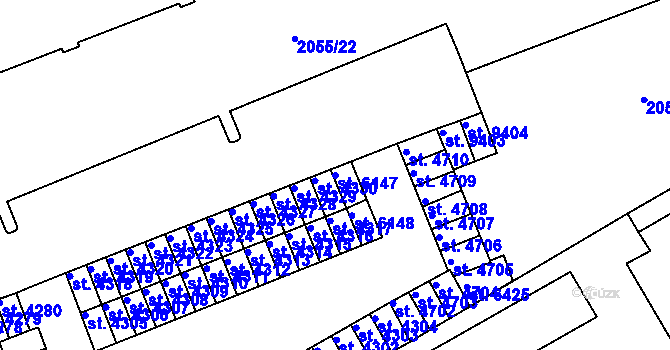 Parcela st. 6147 v KÚ Hodonín, Katastrální mapa