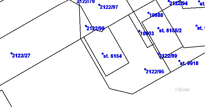 Parcela st. 6154 v KÚ Hodonín, Katastrální mapa