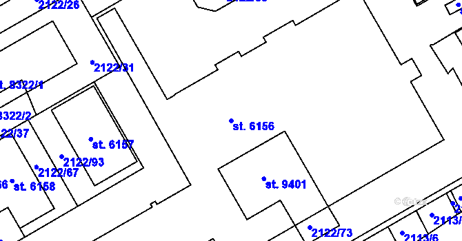 Parcela st. 6156 v KÚ Hodonín, Katastrální mapa