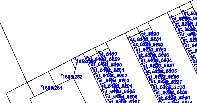 Parcela st. 6199 v KÚ Hodonín, Katastrální mapa