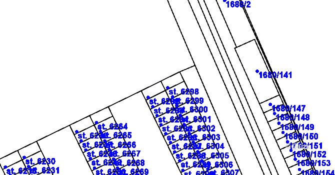 Parcela st. 6298 v KÚ Hodonín, Katastrální mapa