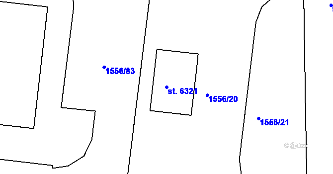 Parcela st. 6321 v KÚ Hodonín, Katastrální mapa