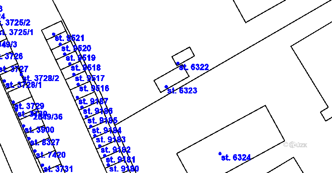 Parcela st. 6323 v KÚ Hodonín, Katastrální mapa