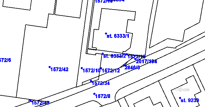 Parcela st. 6333/2 v KÚ Hodonín, Katastrální mapa