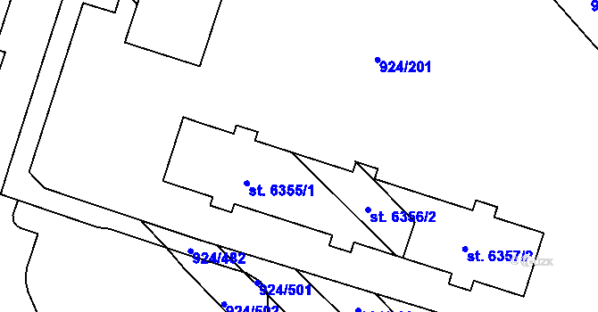 Parcela st. 6355/3 v KÚ Hodonín, Katastrální mapa