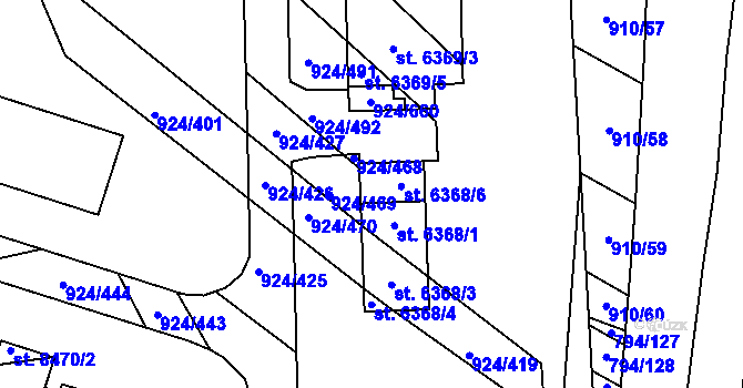 Parcela st. 6368/5 v KÚ Hodonín, Katastrální mapa