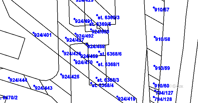 Parcela st. 6368/6 v KÚ Hodonín, Katastrální mapa