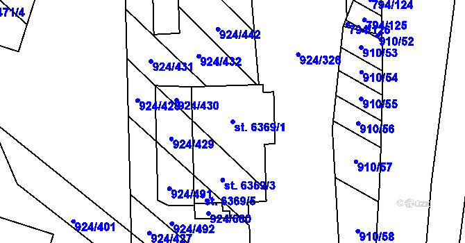 Parcela st. 6369/1 v KÚ Hodonín, Katastrální mapa