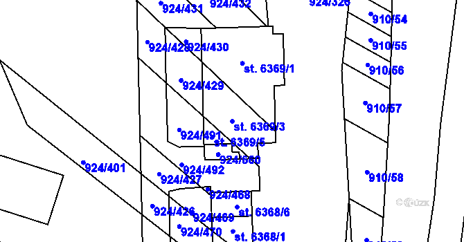 Parcela st. 6369/3 v KÚ Hodonín, Katastrální mapa
