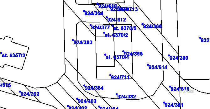 Parcela st. 6370/4 v KÚ Hodonín, Katastrální mapa