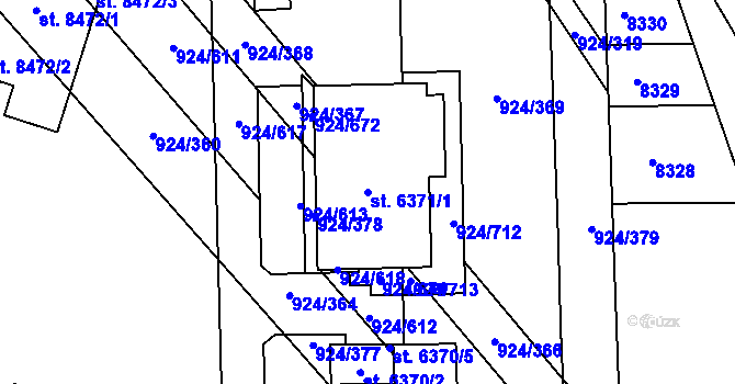 Parcela st. 6371/1 v KÚ Hodonín, Katastrální mapa