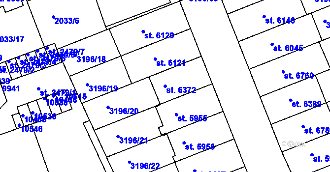 Parcela st. 6372 v KÚ Hodonín, Katastrální mapa