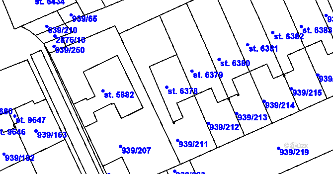 Parcela st. 6378 v KÚ Hodonín, Katastrální mapa