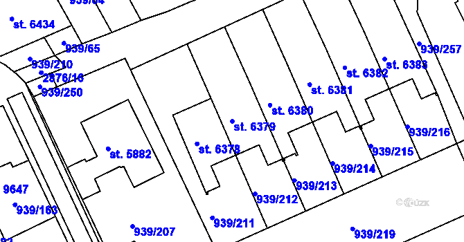 Parcela st. 6379 v KÚ Hodonín, Katastrální mapa