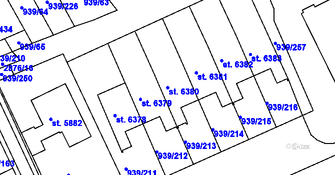 Parcela st. 6380 v KÚ Hodonín, Katastrální mapa