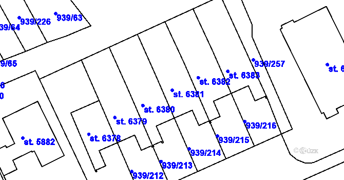 Parcela st. 6381 v KÚ Hodonín, Katastrální mapa