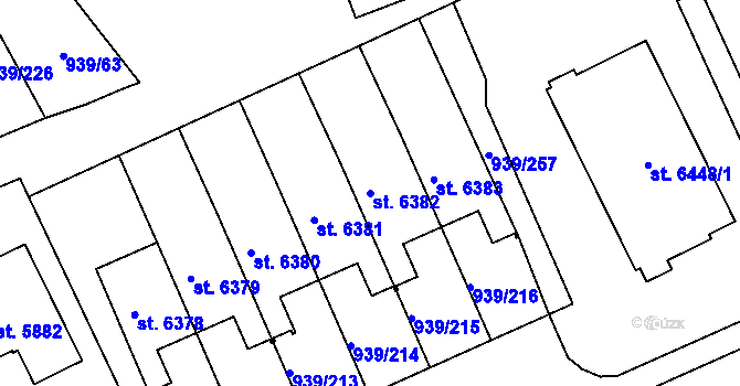 Parcela st. 6382 v KÚ Hodonín, Katastrální mapa