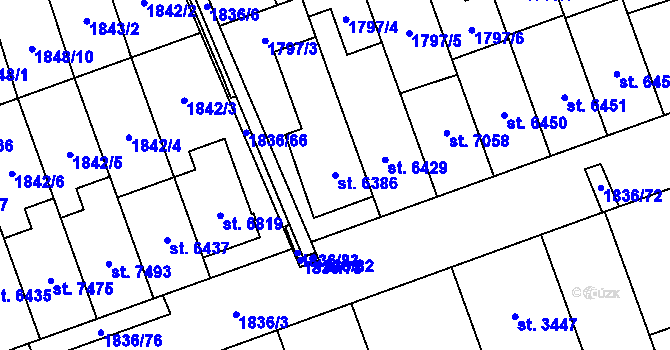 Parcela st. 6386 v KÚ Hodonín, Katastrální mapa