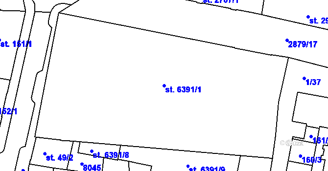 Parcela st. 6391/1 v KÚ Hodonín, Katastrální mapa