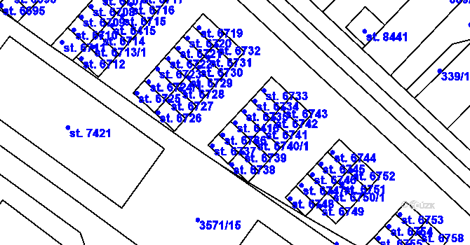 Parcela st. 6416 v KÚ Hodonín, Katastrální mapa