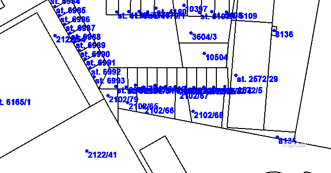 Parcela st. 6420 v KÚ Hodonín, Katastrální mapa