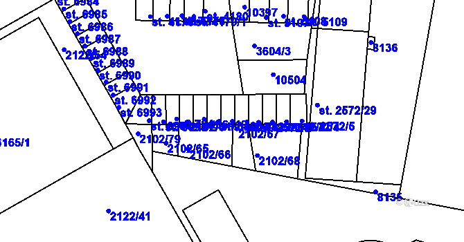 Parcela st. 6421 v KÚ Hodonín, Katastrální mapa