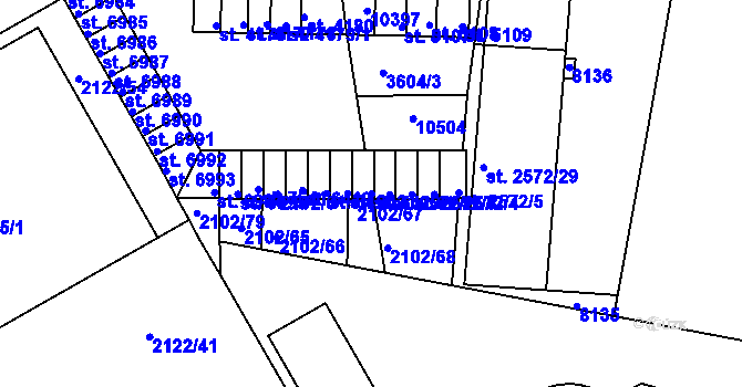 Parcela st. 6422 v KÚ Hodonín, Katastrální mapa