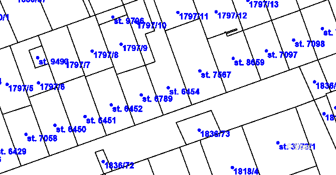 Parcela st. 6454 v KÚ Hodonín, Katastrální mapa