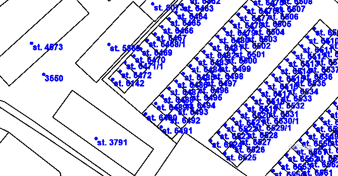 Parcela st. 6487 v KÚ Hodonín, Katastrální mapa
