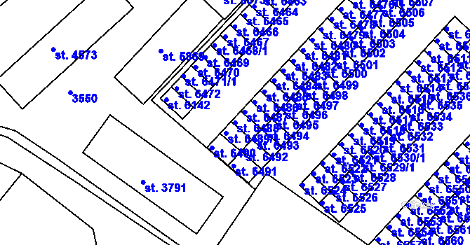 Parcela st. 6488 v KÚ Hodonín, Katastrální mapa
