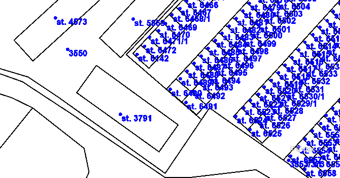 Parcela st. 6490 v KÚ Hodonín, Katastrální mapa