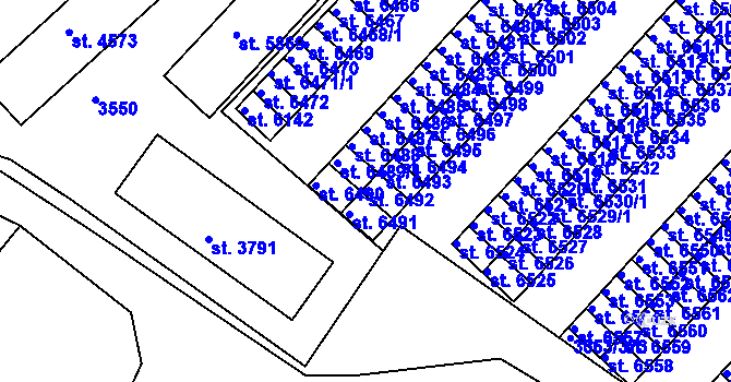 Parcela st. 6492 v KÚ Hodonín, Katastrální mapa