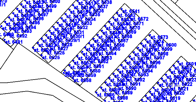 Parcela st. 6564 v KÚ Hodonín, Katastrální mapa
