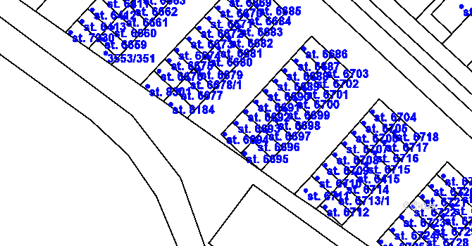 Parcela st. 6693 v KÚ Hodonín, Katastrální mapa