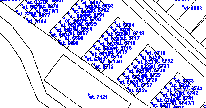 Parcela st. 6714 v KÚ Hodonín, Katastrální mapa