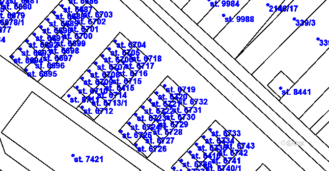 Parcela st. 6719 v KÚ Hodonín, Katastrální mapa