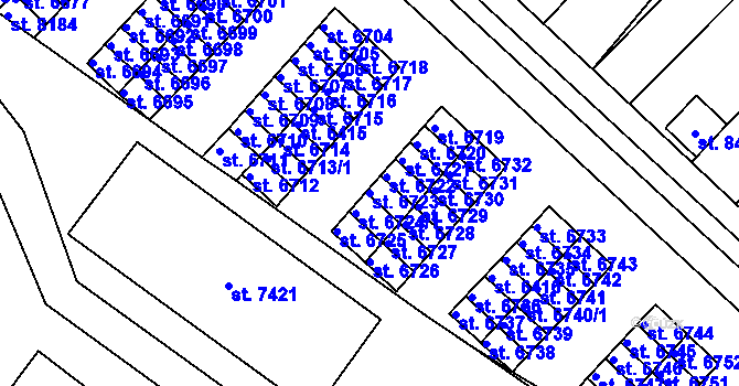 Parcela st. 6723 v KÚ Hodonín, Katastrální mapa