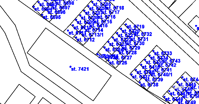 Parcela st. 6725 v KÚ Hodonín, Katastrální mapa