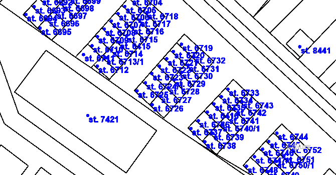 Parcela st. 6728 v KÚ Hodonín, Katastrální mapa