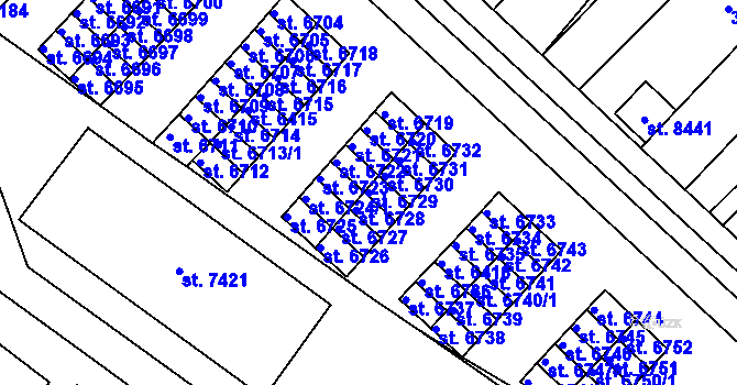 Parcela st. 6729 v KÚ Hodonín, Katastrální mapa