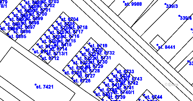 Parcela st. 6732 v KÚ Hodonín, Katastrální mapa