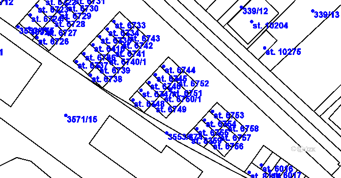 Parcela st. 6751 v KÚ Hodonín, Katastrální mapa