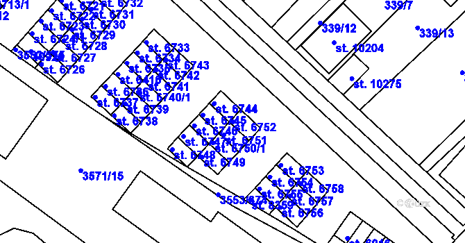 Parcela st. 6752 v KÚ Hodonín, Katastrální mapa
