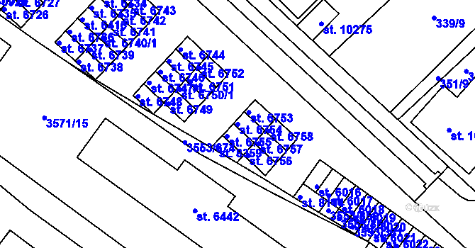 Parcela st. 6754 v KÚ Hodonín, Katastrální mapa