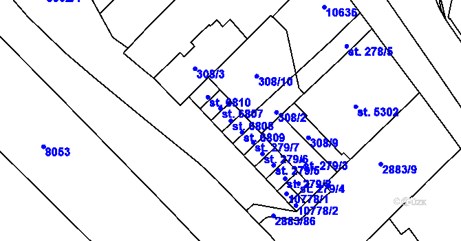 Parcela st. 6808 v KÚ Hodonín, Katastrální mapa