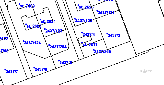 Parcela st. 6811 v KÚ Hodonín, Katastrální mapa